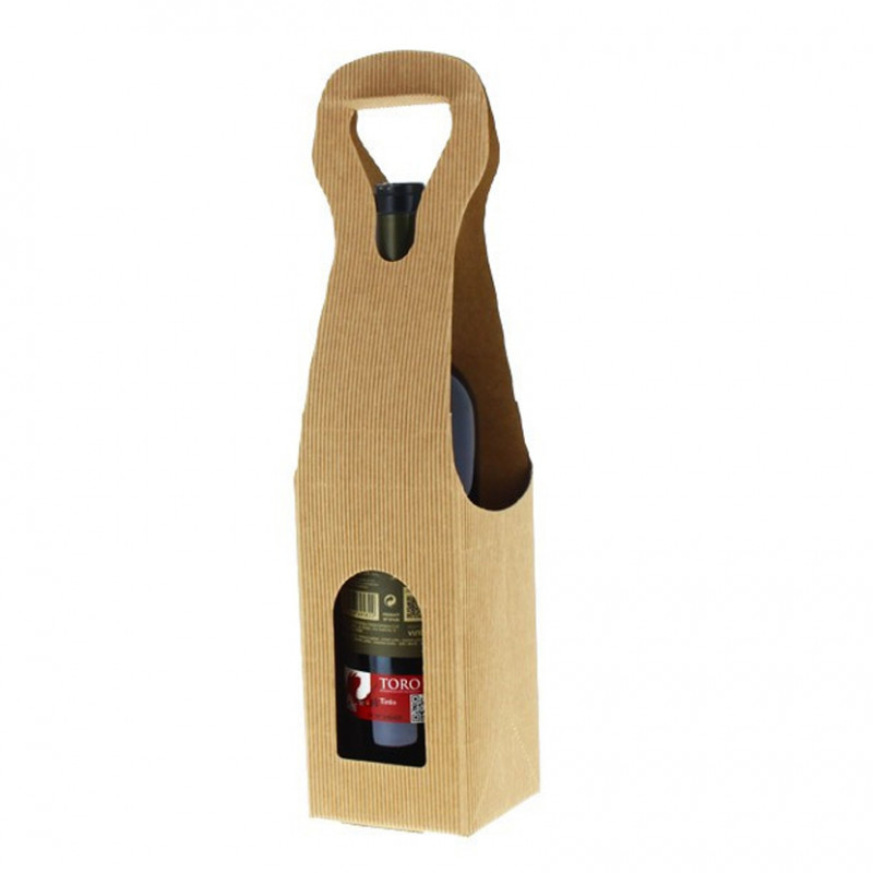 100 Uds. Bolsa cartón Kraft Microcanal 1 Botella vino | Ref: PQP155.73