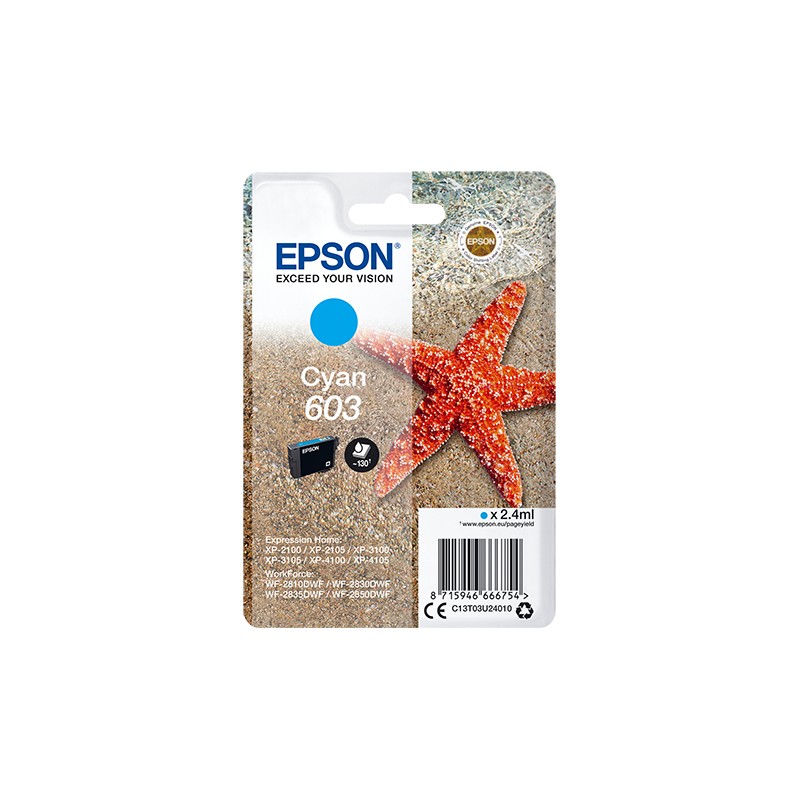 Epson - Singlepack Cyan 603 Ink - C13T03U24020 C13T03U24020