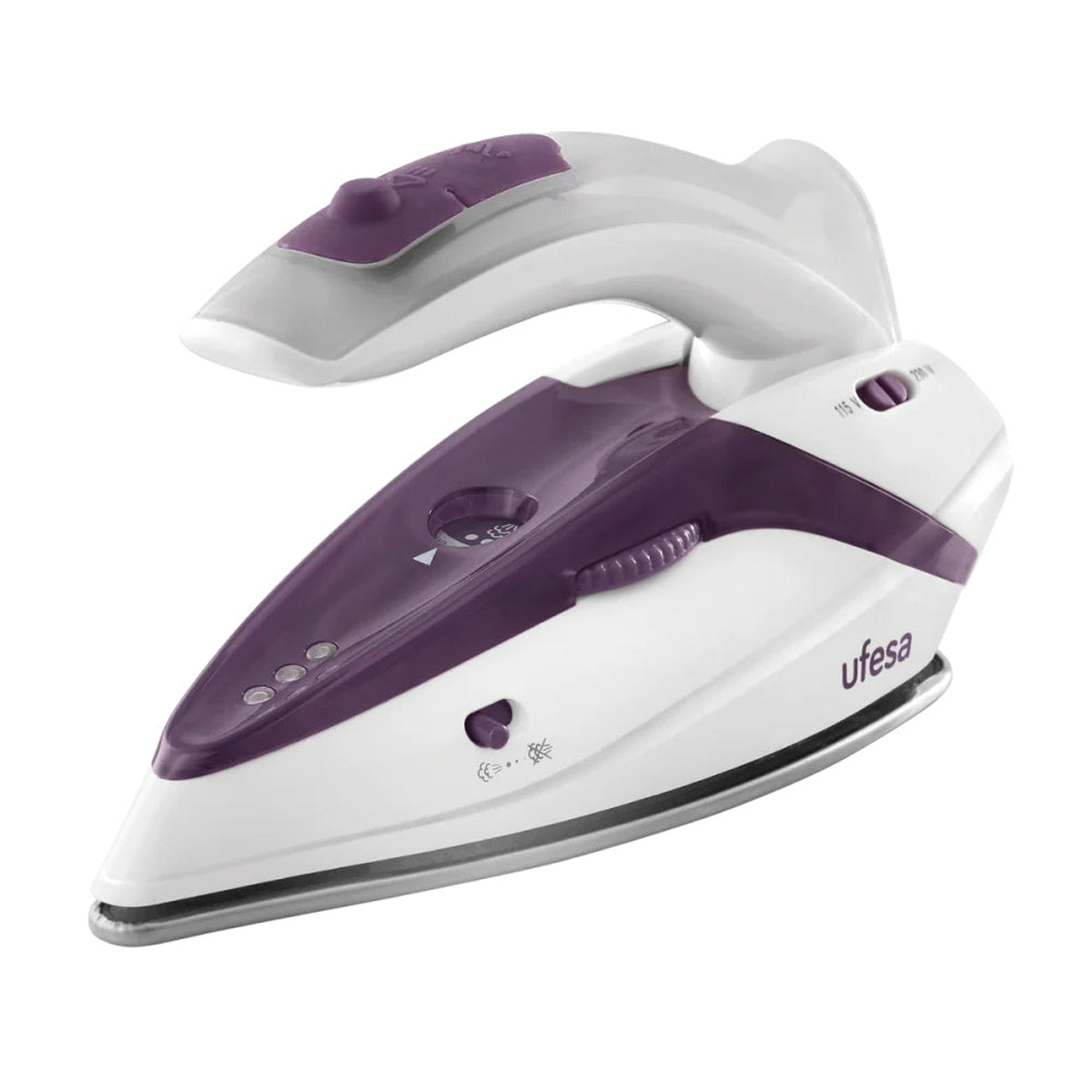 Ufesa - Plancha de vapor de viaje PV0500 bivoltaje (110V/230V), mango plegable y cable extra largo de 1,9 m, ideal para viajes y planchado en seco