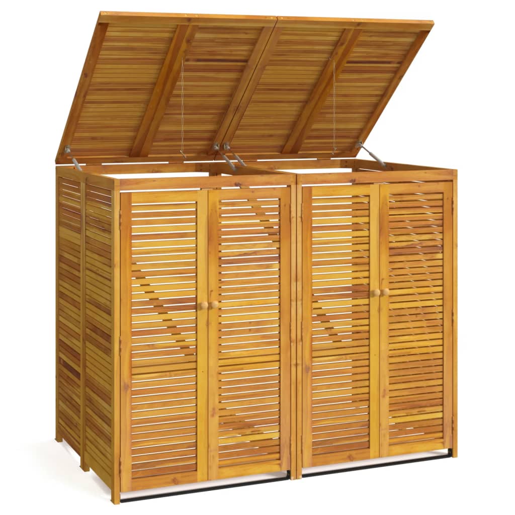 vidaXL Cobertizo doble para cubo de basura madera acacia Dimensiones 1 Cubo (70x89x117 cm), 2 Cubos (140x89x117 cm)