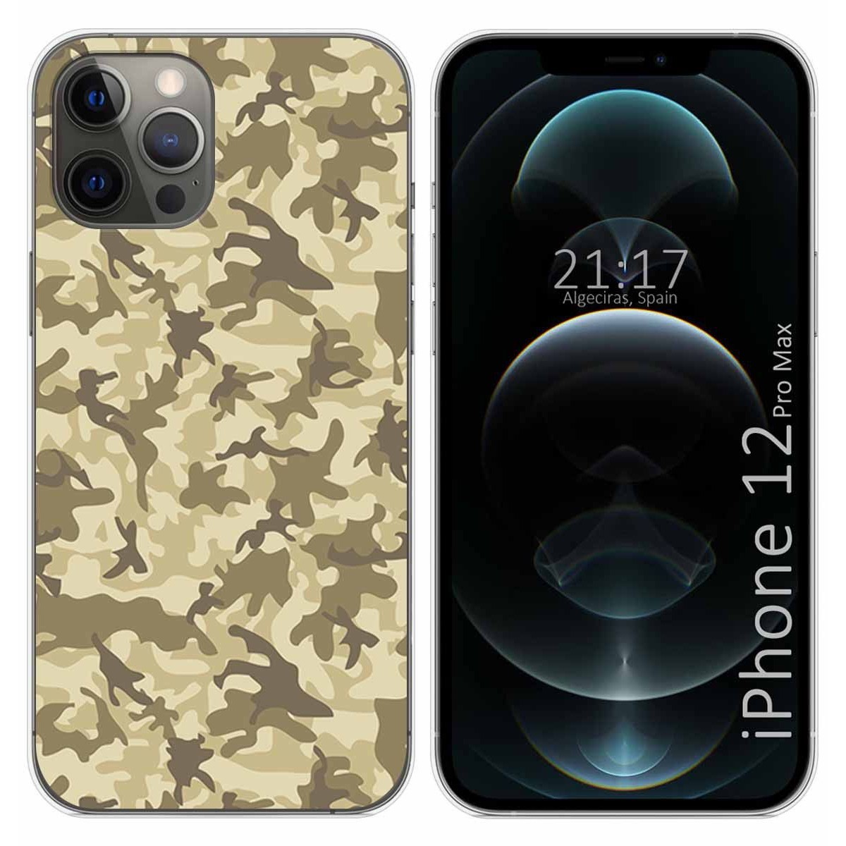Tumundosmartphone Funda Gel Tpu para Iphone 12 Pro Max (6.7) diseño Sand Camuflaje Dibujos
