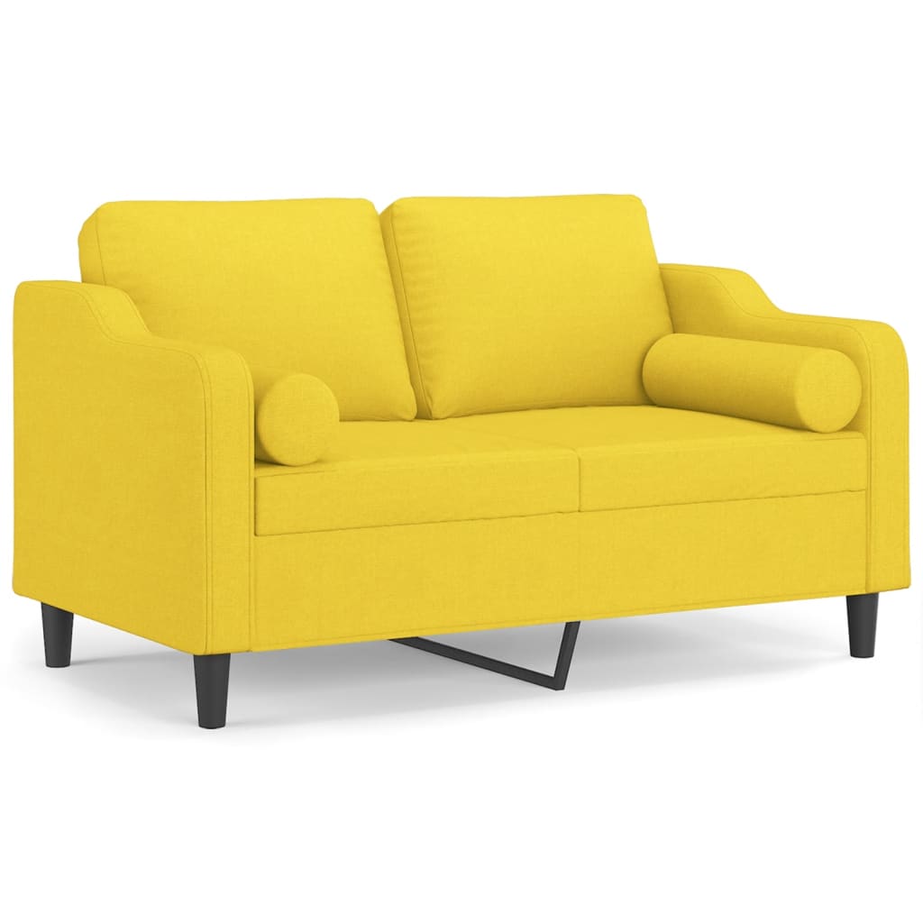 vidaXL Sofá de 2 plazas con cojines tela amarillo claro 120 cm