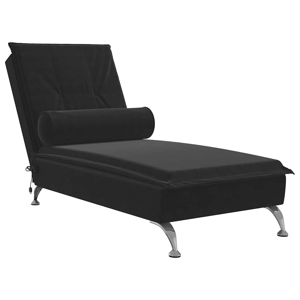 vidaXL Sofá diván de masaje con cojín de terciopelo negro