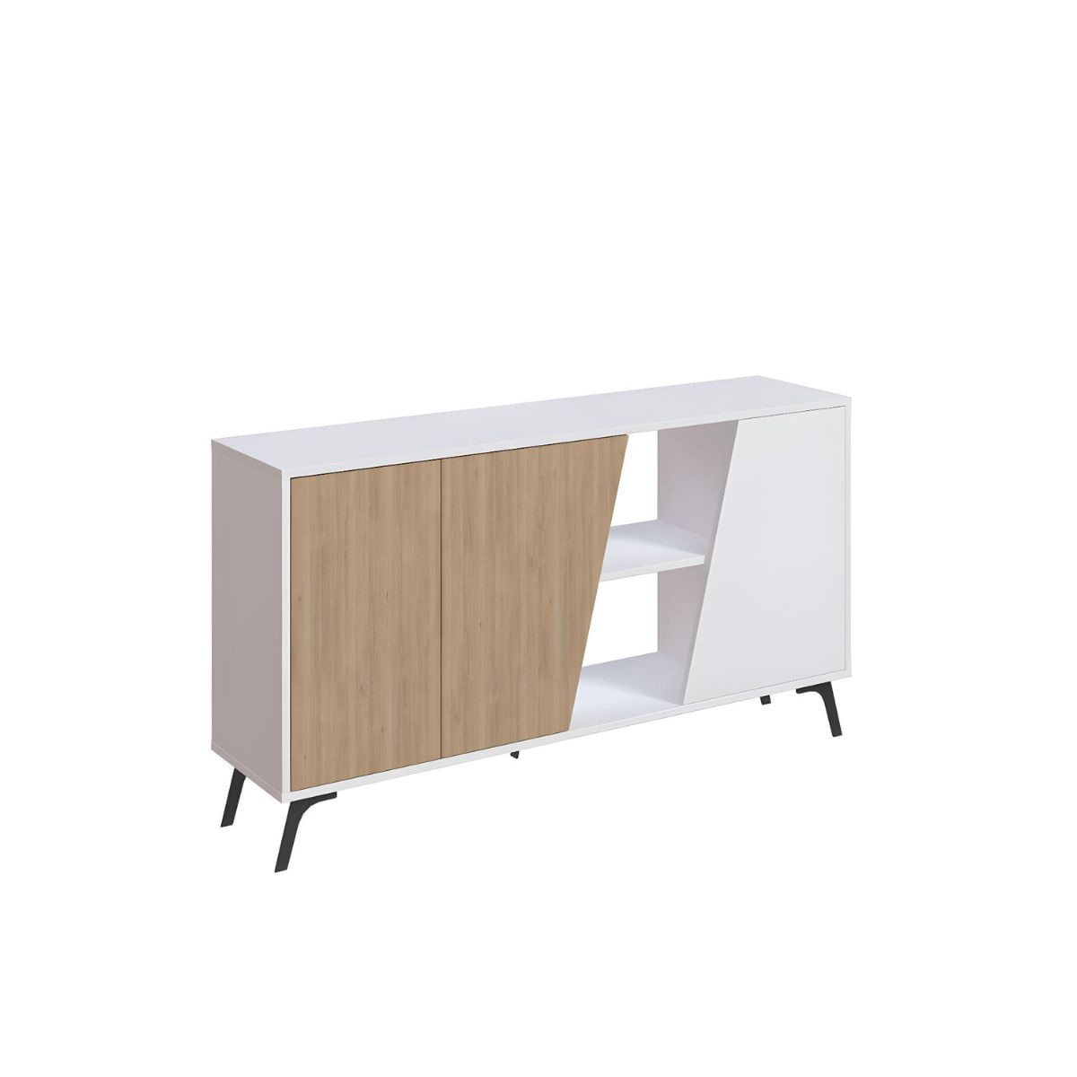 Aparador Fiona 2 puertas + 5 compartimentos roble/blanco 82x150x35,6 cm