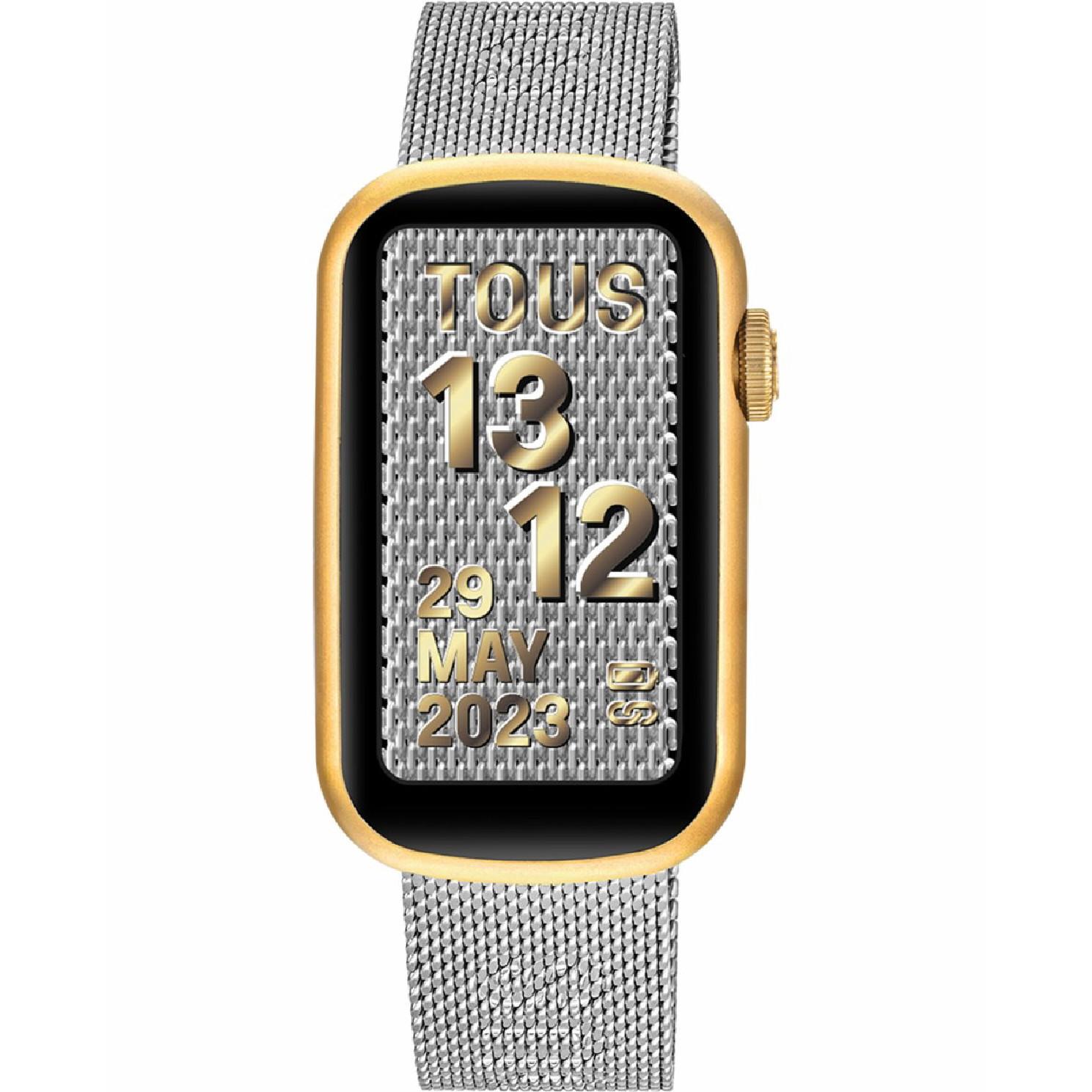 Reloj Tous Smartwatch Mujer T-Band Mesh Brazalete Acero y Caja Aluminio IP dorado 3000132600