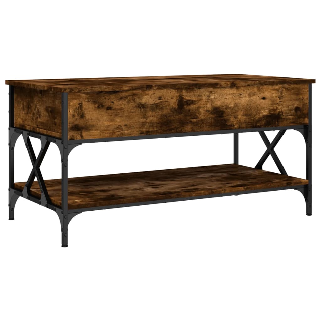 Vidaxl Mesa de Centro Madera Ingeniería Metal 100x50x50 Cm Negro