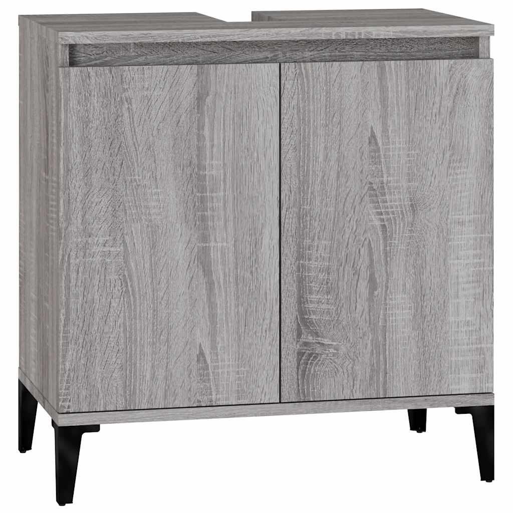 vidaXL Armario de lavabo madera contrachapada gris Sonoma 58x33x60 cm