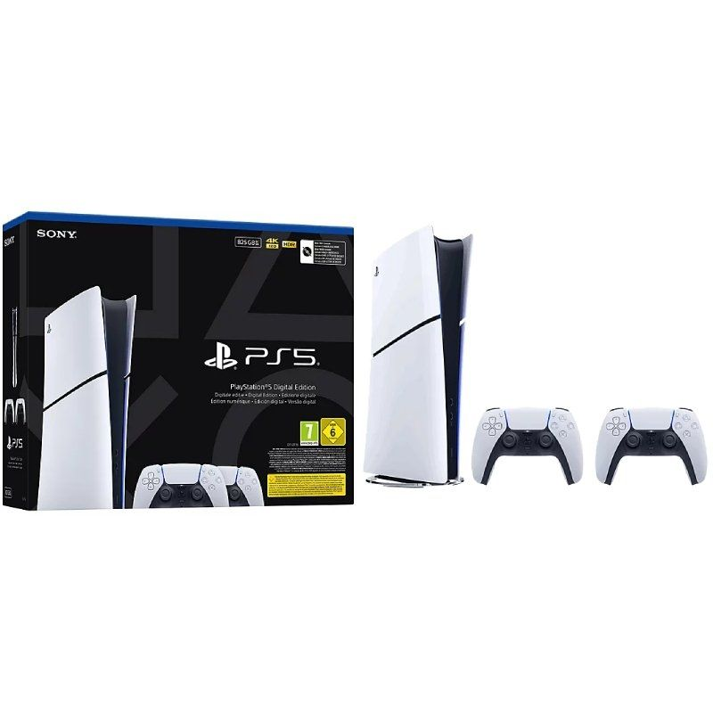 Sony Consola Playstation 5 - PS5 Slim Digital 825GB- Incluye 2 Mandos Dual Sense- Chassis E