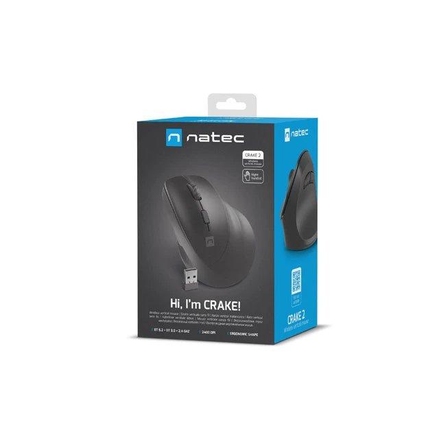 Natec - Ratón óptico NMY-2048 de oficina con 2400 DPI, ergonómico para diestros, 6 botones intuitivos y diseño negro profesional