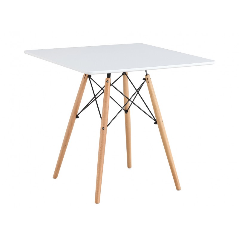 ORION91 Mesa Ø80cm Blanca Cuadrada Madera de Haya Nórdico Comedor Salón Cocina Teletrabajo Oficina - SpazioLuzio