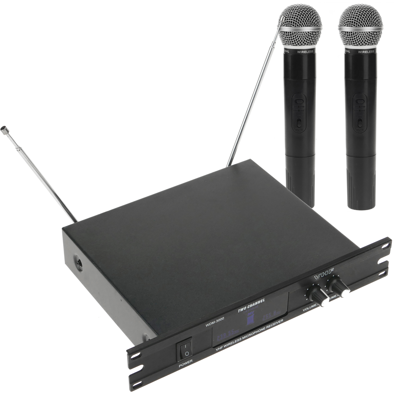 Micrófonos inalámbricos de mano 2 unidades compatible rack 10" VHF 200 - 280 MHz - BeMatik