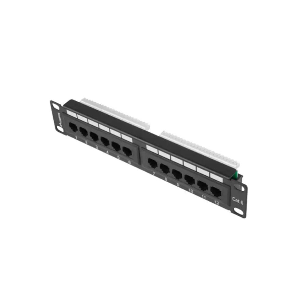 Panel de parcheo Lanberg PPU6-9012-B 12 Puerto Cat6 UTP 215mm Metal Negro