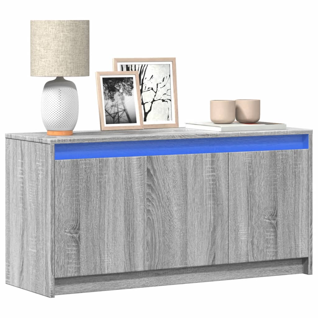 vidaXL Mueble de TV LED madera ingeniería 100x34x50 cm en color Gris hormigón/Gris sonoma/Marrón roble y más | almacenamiento funcional diseño moderno para baño dormitorio sala