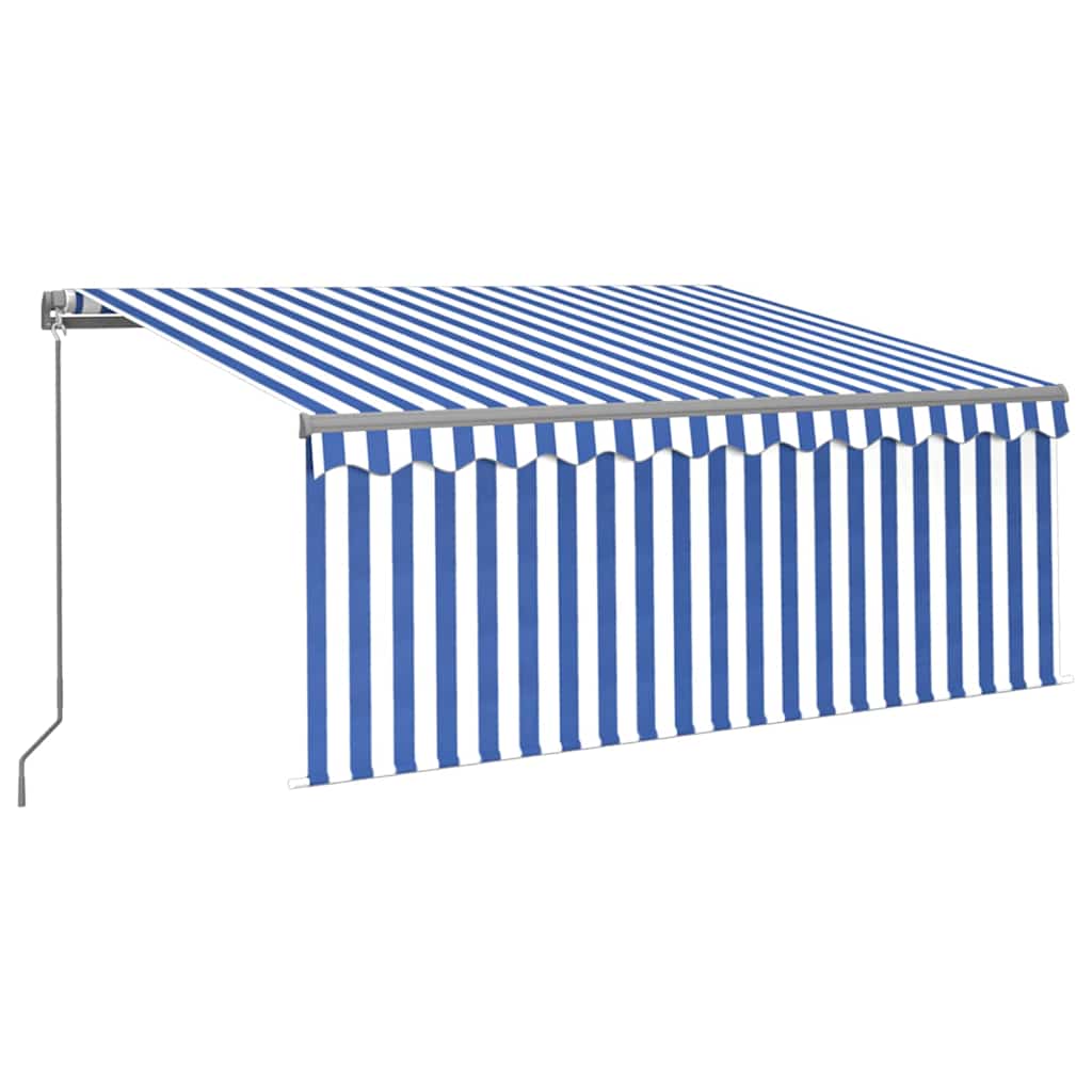 vidaXL Toldo manual retráctil con persiana y LED azul y blanco 3x2,5 m