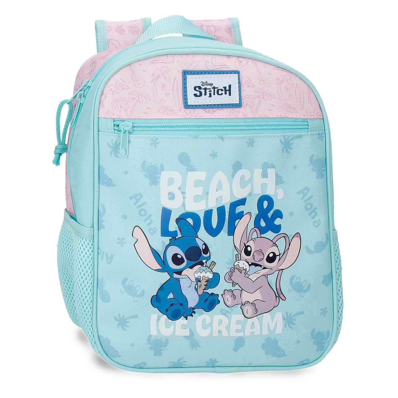Mochila escolar adaptable a carro Stitch Beach & Love 23x28x10cm Turquesa