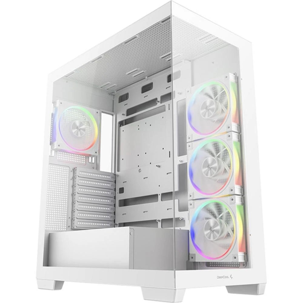 Deepcool - Caja para PC semitorre midi tower CG580V2 4F blanca con vidrio templado, ventilación optimizada y soporte para GPU hasta 410 mm