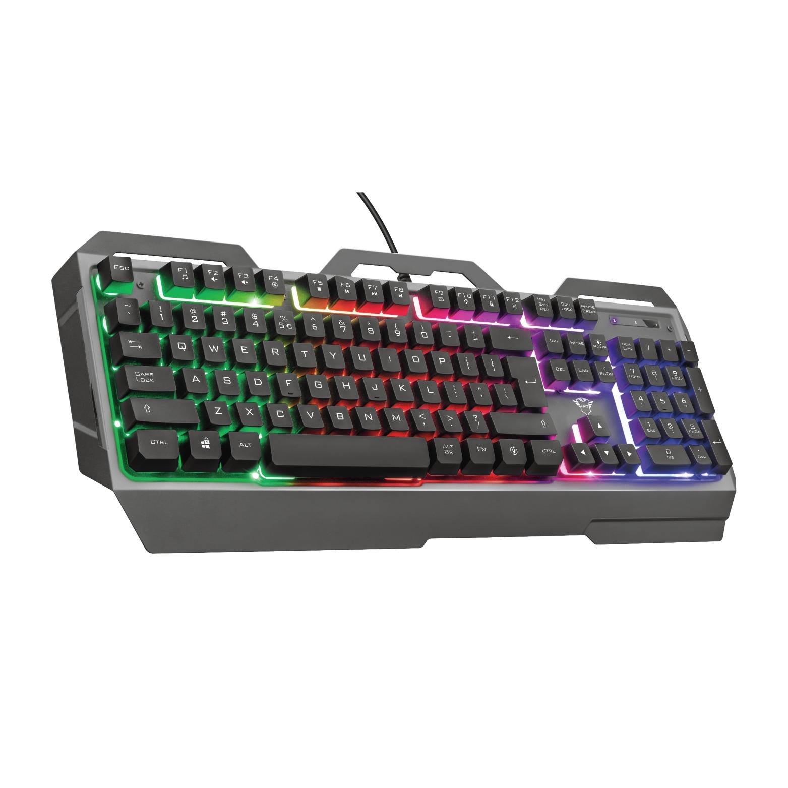 TECLADO GAMING TRUST TORAC GXT 856 - USB - 12 TECLAS MULTIMEDIA - ILUMINACION LED - PLACA METALICA