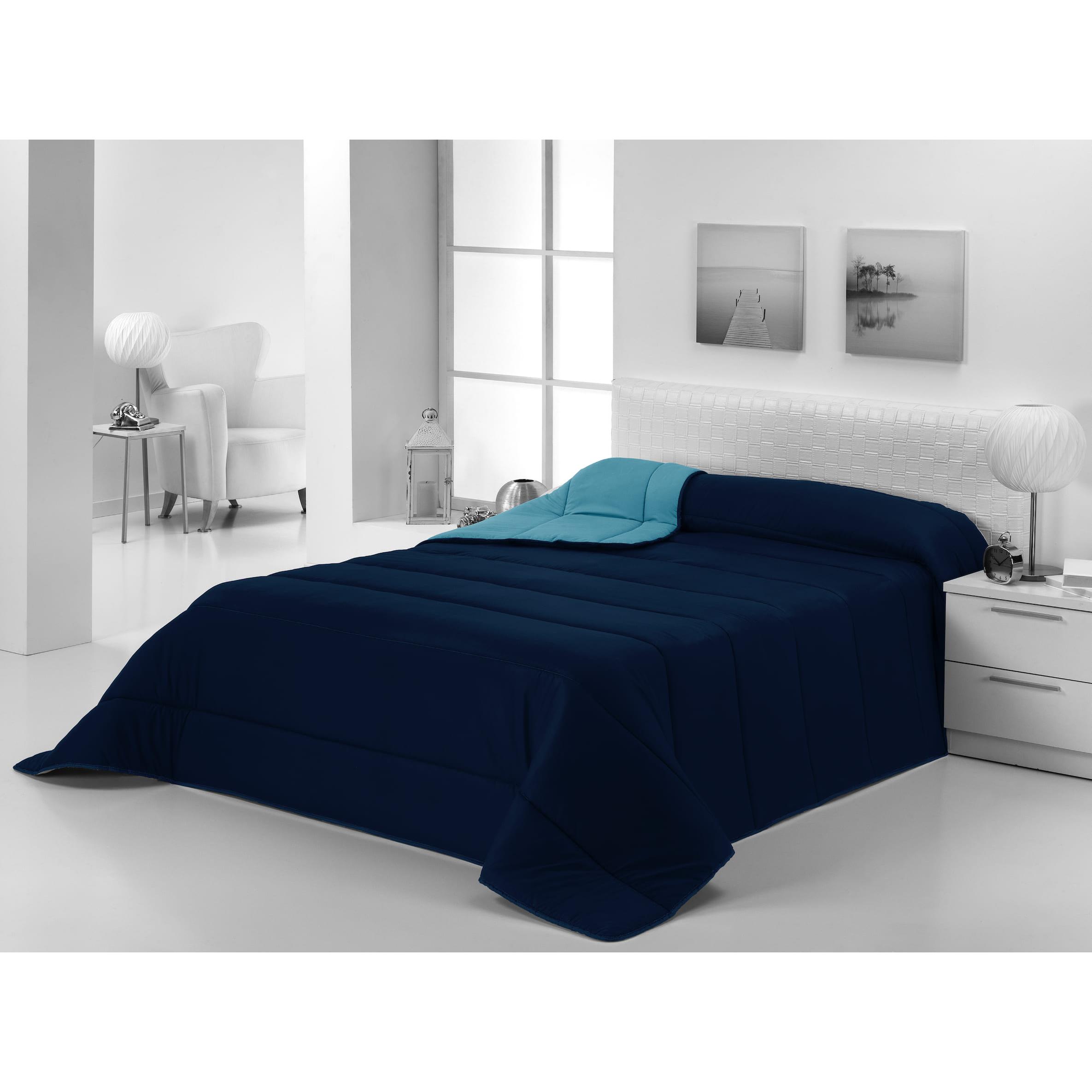 DONEGAL COLLECTIONS - Edredón Nórdico Bicolor Reversible Azul Claro / Azul Oscuro - Dos en Uno - Fabricado en España
