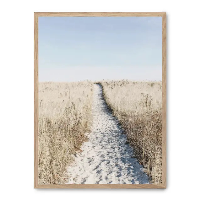 Cuadro road to the sea iv 30x40cm, Póster impreso en papel de primera calidad de 180gr, montado sobre marco de madera MDF acabado roble., Naturaleza - Playa