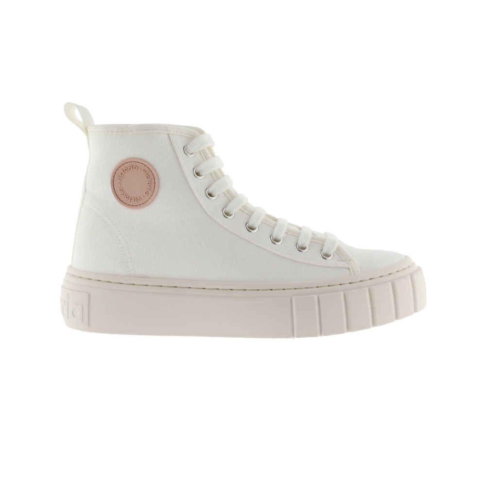 Victoria Abril Zapatillas abotinadas de lona con cordones al tono y tirador trasero 1270100