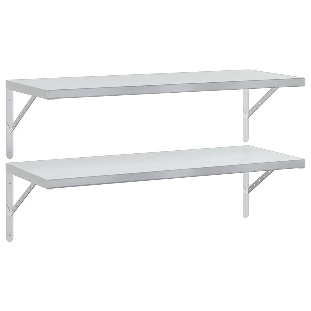 vidaXL Estantes de pared 2 uds acero inoxidable plateado 100x40 cm