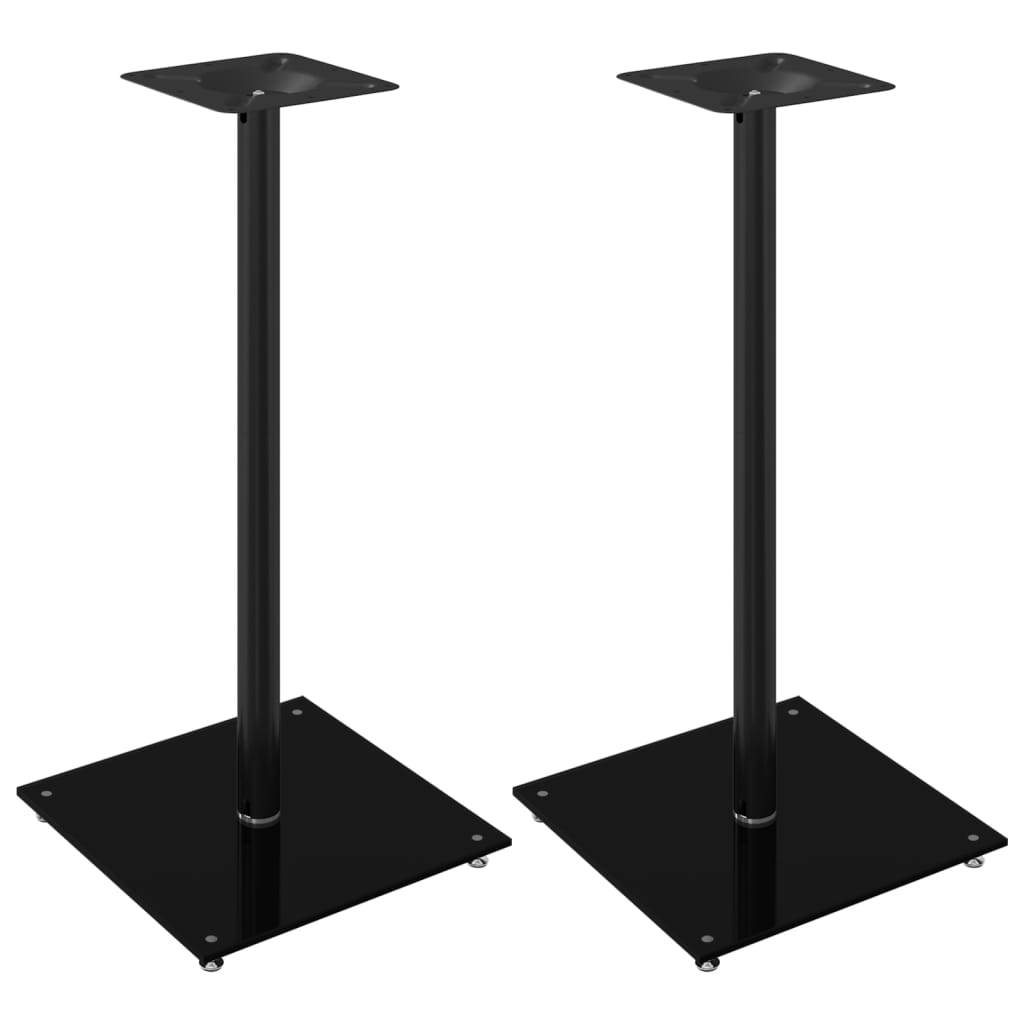 vidaXL Soportes de altavoces 2 uds vidrio templado 1 pilar Color Negro,  Negro y plateado,  Plateado y mas