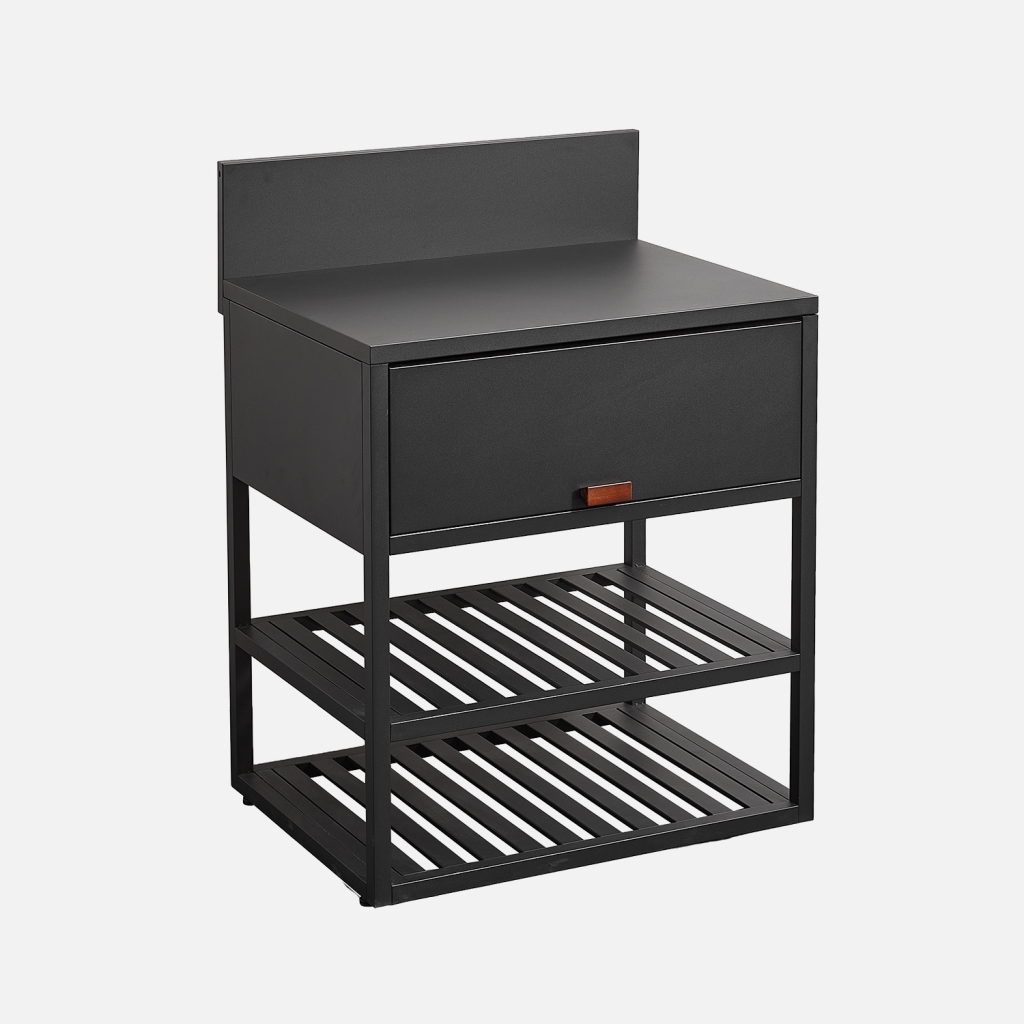 sweeek - Módulo cocina exterior de acero, 1 armario, 2 estantes, 80cm , Thira , 80x60x90
