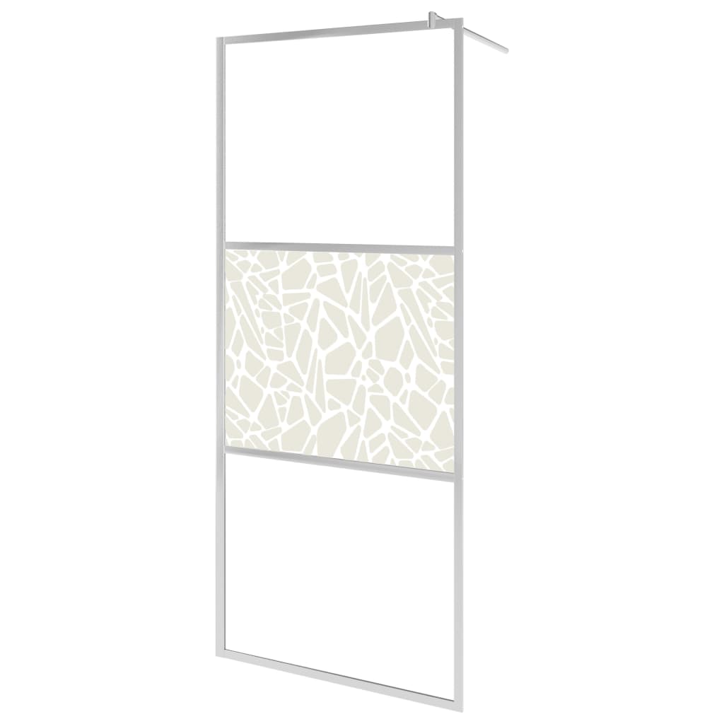 vidaXL Mampara de ducha accesible vidrio ESG diseño piedras 140x195 cm