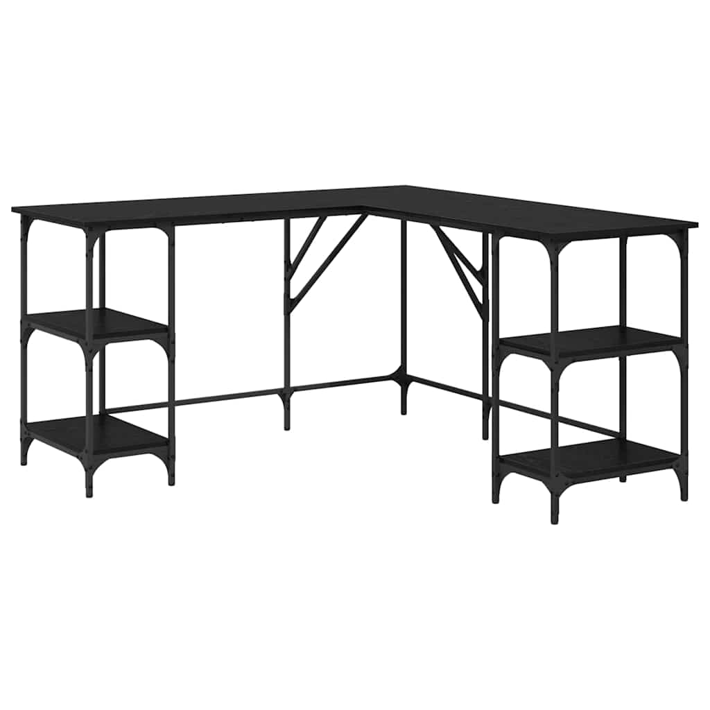 vidaXL Escritorio Roble Negro 139 x 139 x 75 cm Madera contrachapada