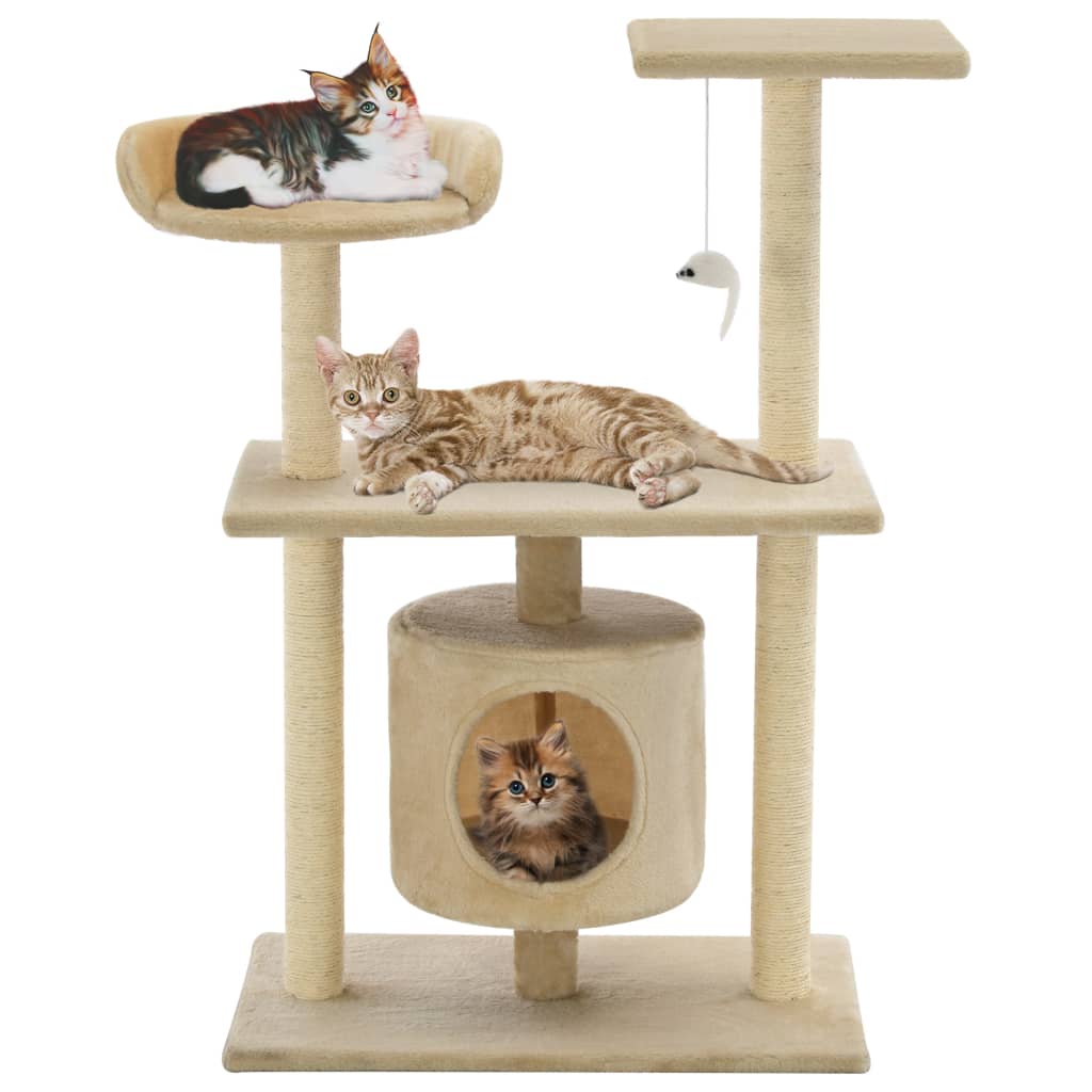 vidaXL Rascador para Gatos y Poste Rascador Sisal 95cm Huellas Mascotas Color Beige con huellasde patas,  Gris con huellas de patas,  Beige y mas