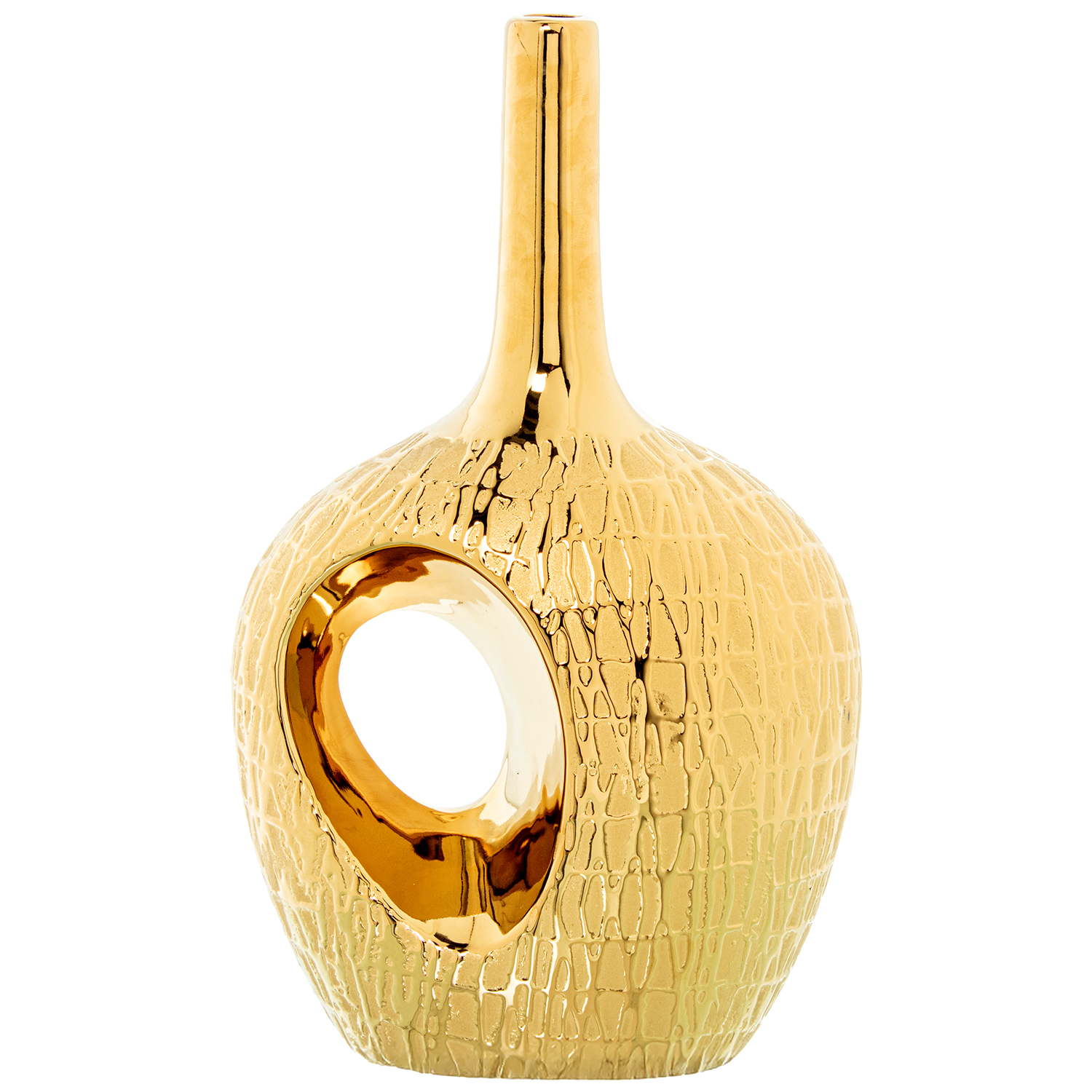 Jarron ceramica 36cm dorada 22x13x36cm