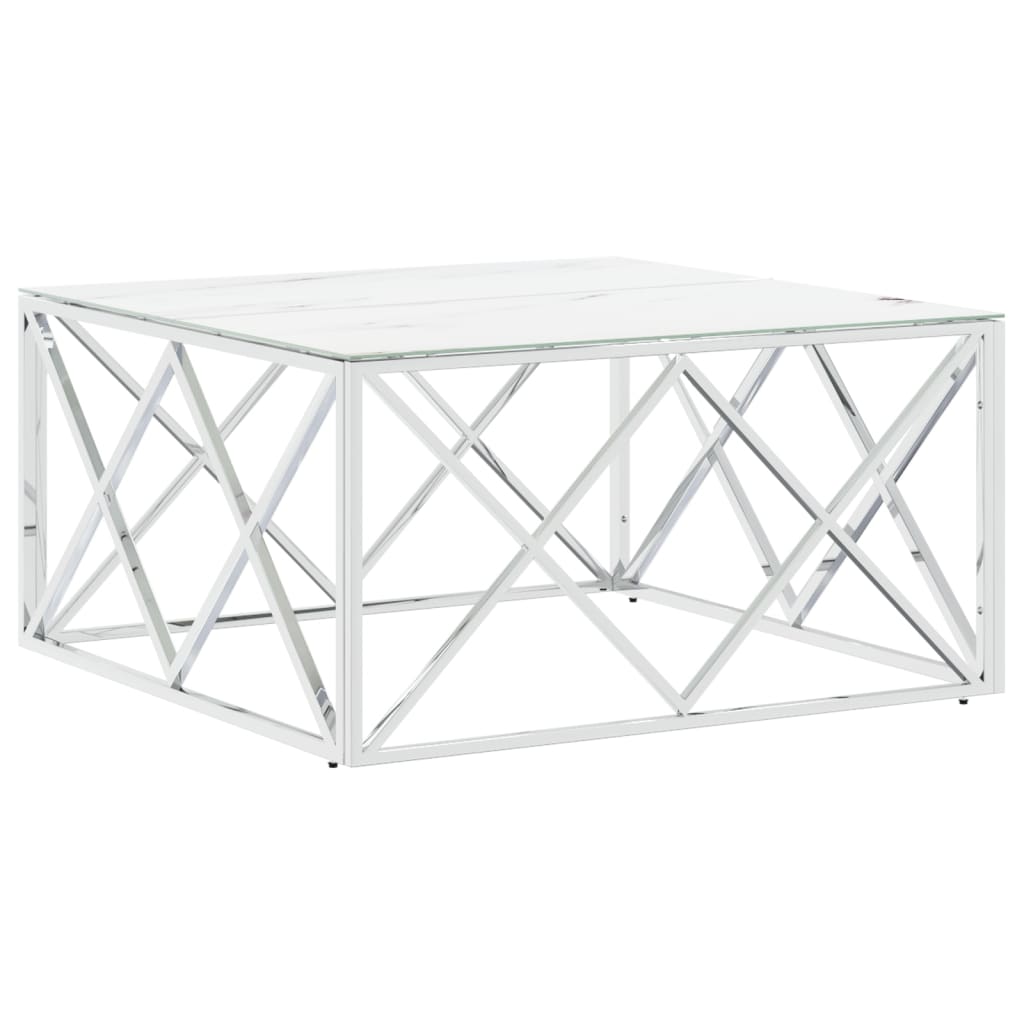 Vidaxl Mesa de Centro Acero Inoxidable y Vidrio 80x80x40 Cm Plateado