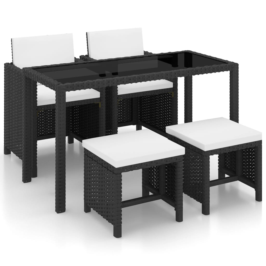 vidaXL Set comedor de jardín 5 piezas y cojines ratán sintético negro