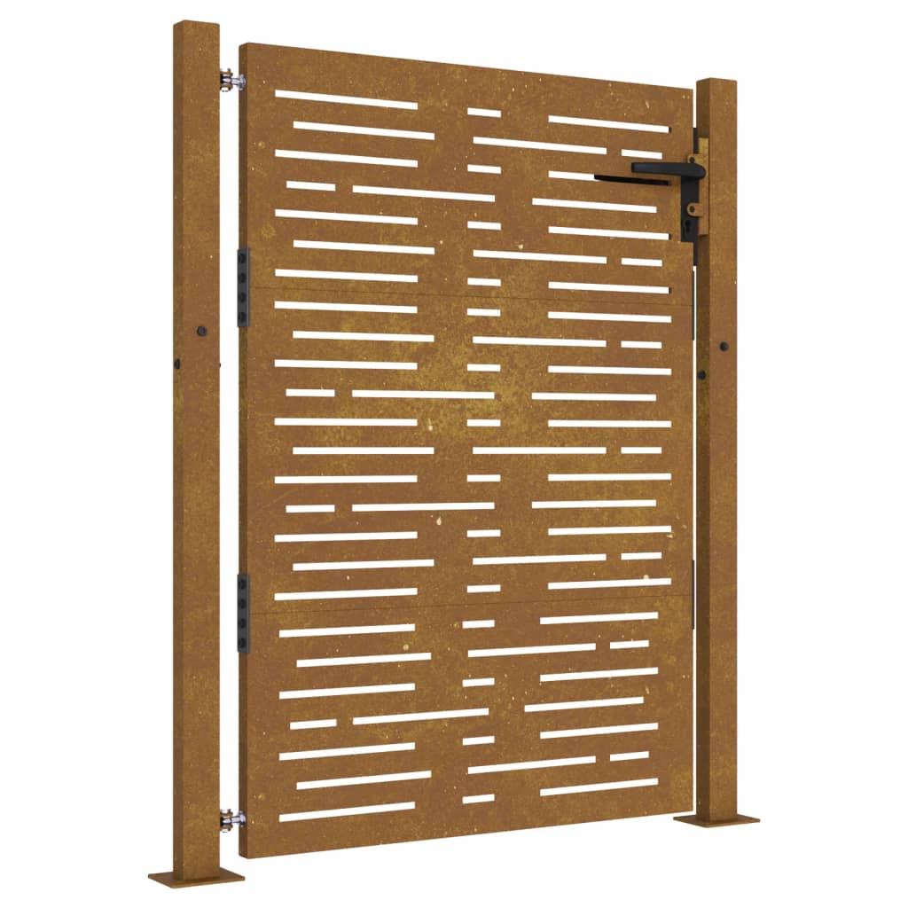 vidaXL Puerta de jardín acero corten diseño cuadrado Dimensiones 105 x 80 cm, 105 x 105 cm, 105 x 130 cm