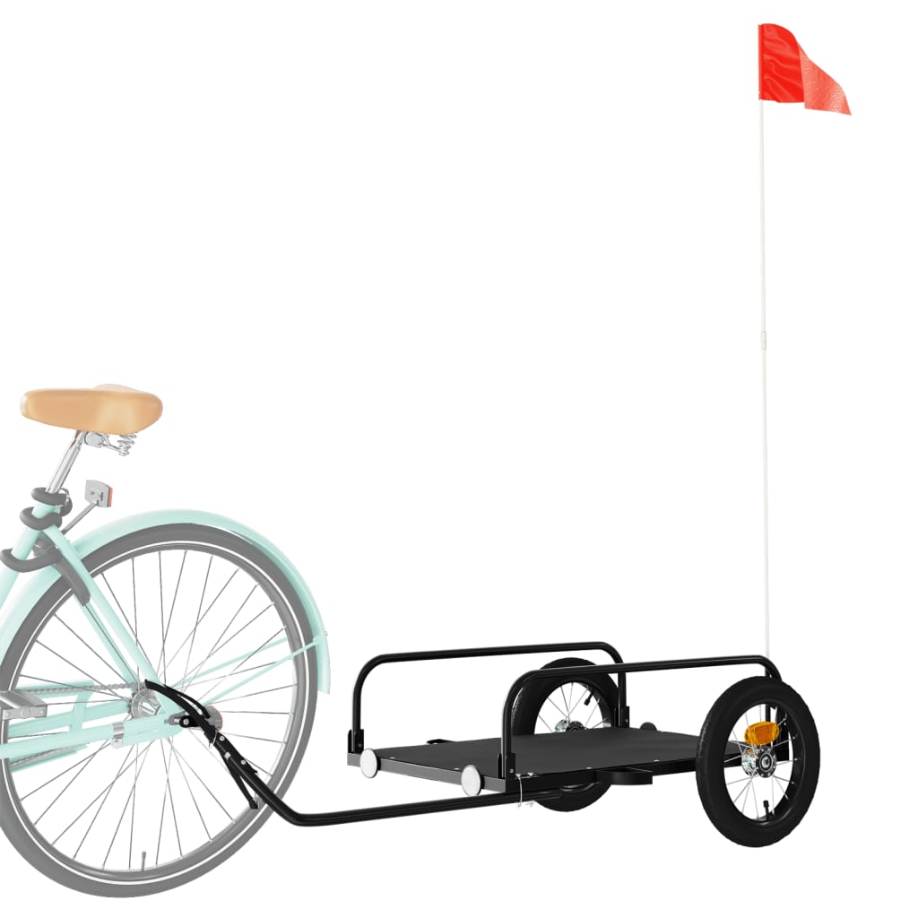 vidaXL Remolque para Bicicletas de Carga Maletas Carrito para Bici Hierro Negro Dimensiones 122 x 53 x 31 cm, 126 x 63 x 34 cm, 135 x 70 x 37 cm