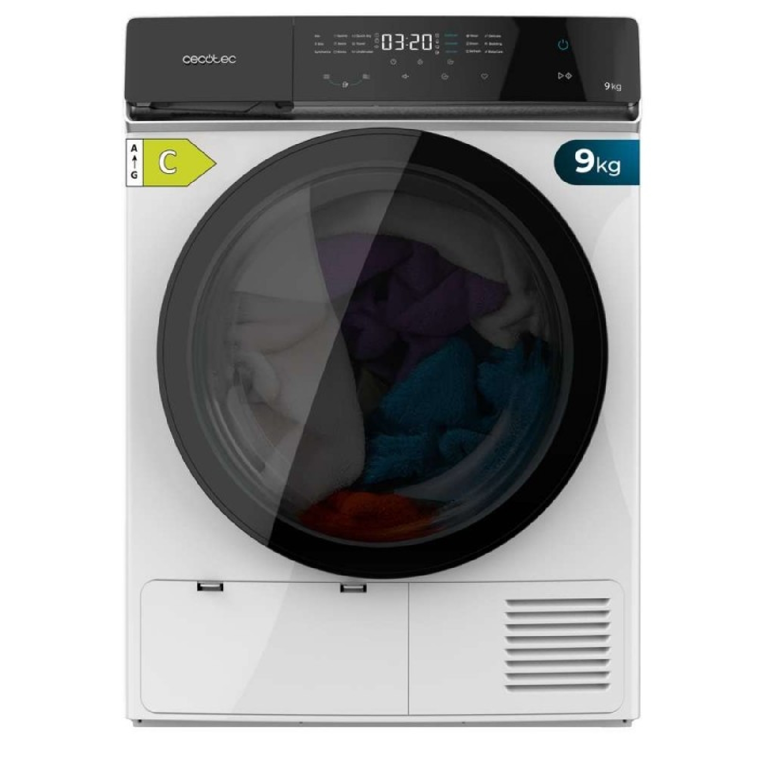 Cecotec Secadora de Bomba de Calor 9kg Bolero DressCode Dry 9400 Inverter, Clase Equivalente A+++, 15 programas