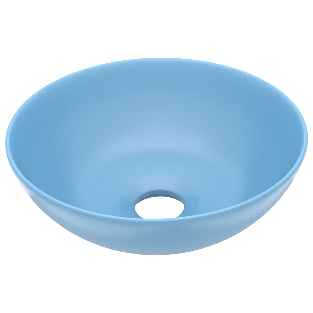 vidaXL Lavabo de Cuarto de Baño Redondo Cerámica Lujo Tocador Color Azul claro,  matte white,  matte cream y mas