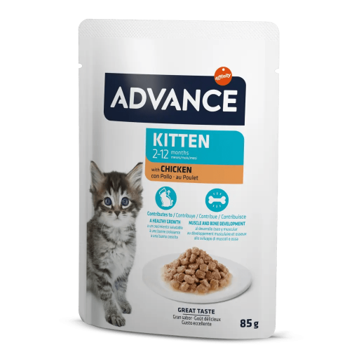 Advance Comida Húmeda Bocaditos de Pollo para Gatitos (Gatos , Comida , Comida húmeda) - 4x85 gr