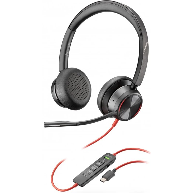 POLY Blackwire 8225 Auriculares estéreo USB-C +Adaptador USB-C/A