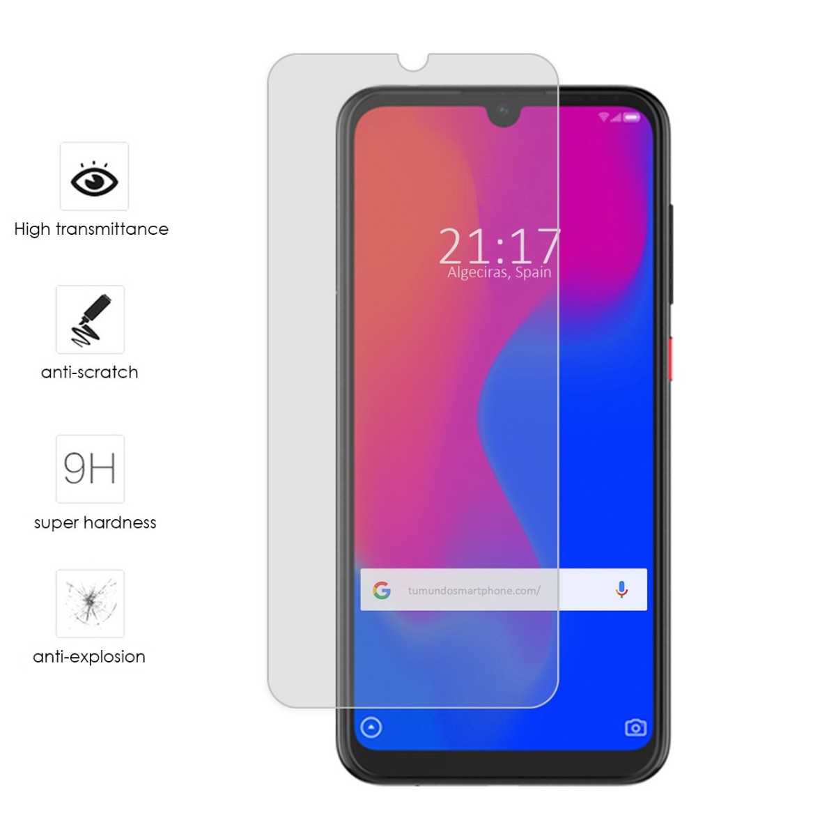 Tumundosmartphone Protector Cristal Templado para Zte Blade A7 2019 Vidrio