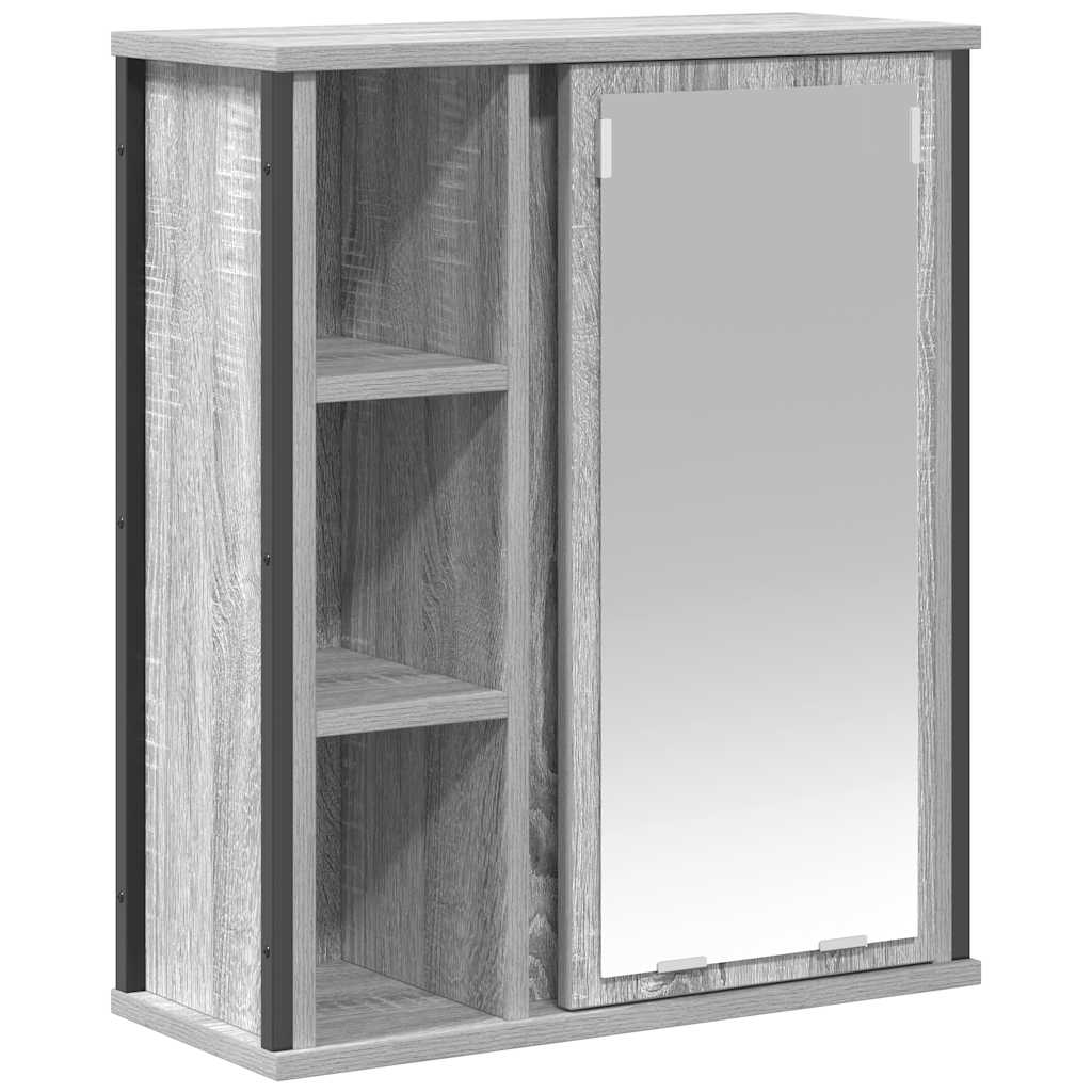 vidaXL Mueble de baño de pared con espejo gris Sonoma 50x21x60 cm