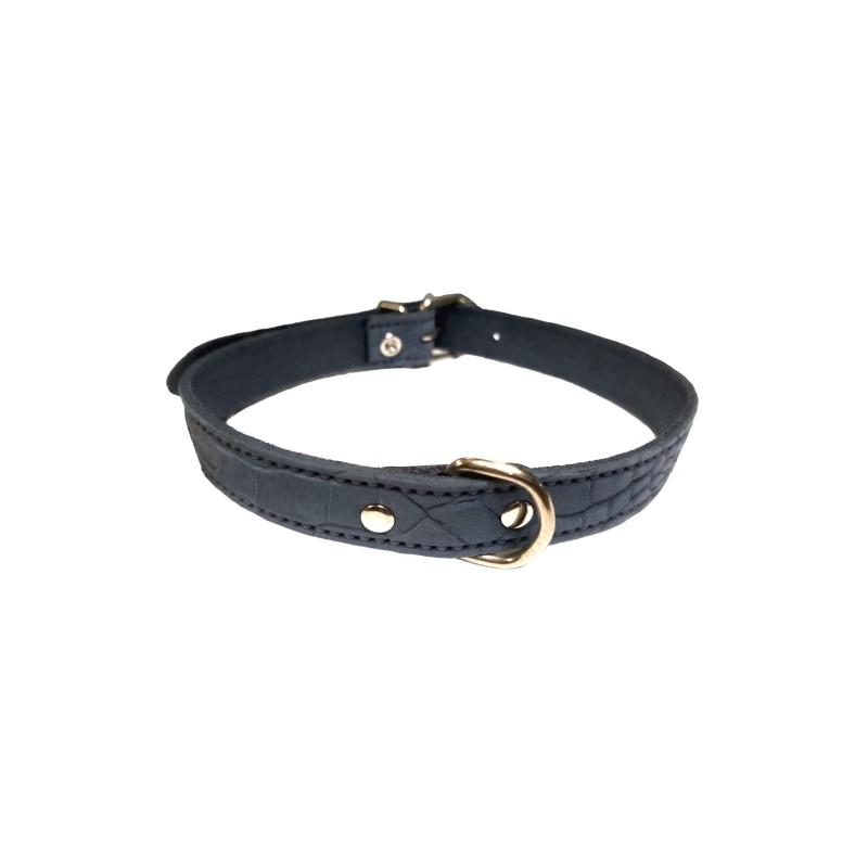 Collar Piel Labrada 25X550Mm. Azul Razas Medianas