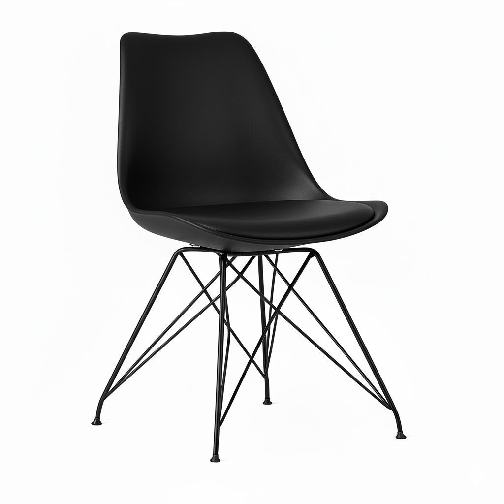 ORION91oficial® - Silla VEGA Estructura (VARIOS COLORES) Asiento Acolchado Piel Sintética Color Negra– 48 x 41 x 82 cm Comedor-O
