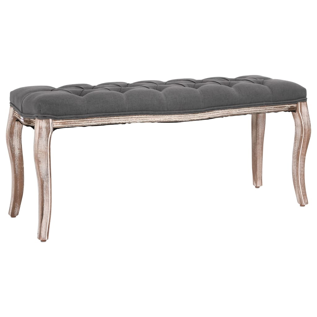 vidaXL Banco lino y madera maciza 110x38x48 cm en color Gris oscuro/Blanco crema