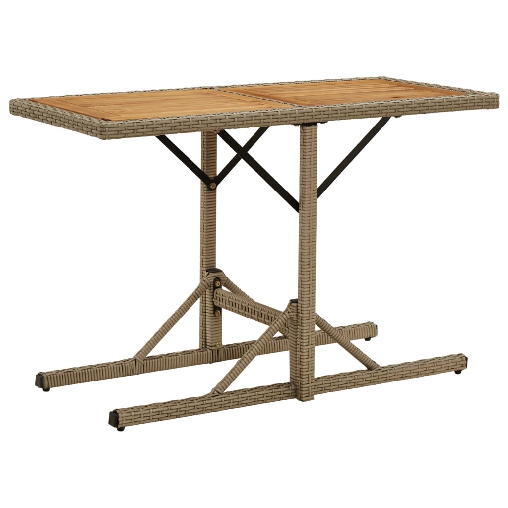 vidaXL Mesa de jardín de vidrio y ratán sintético 110x53x72 cm en color Beige/Negro y marrón/Marrón y más | estructura resistente ideal para salón dormitorio o estudio