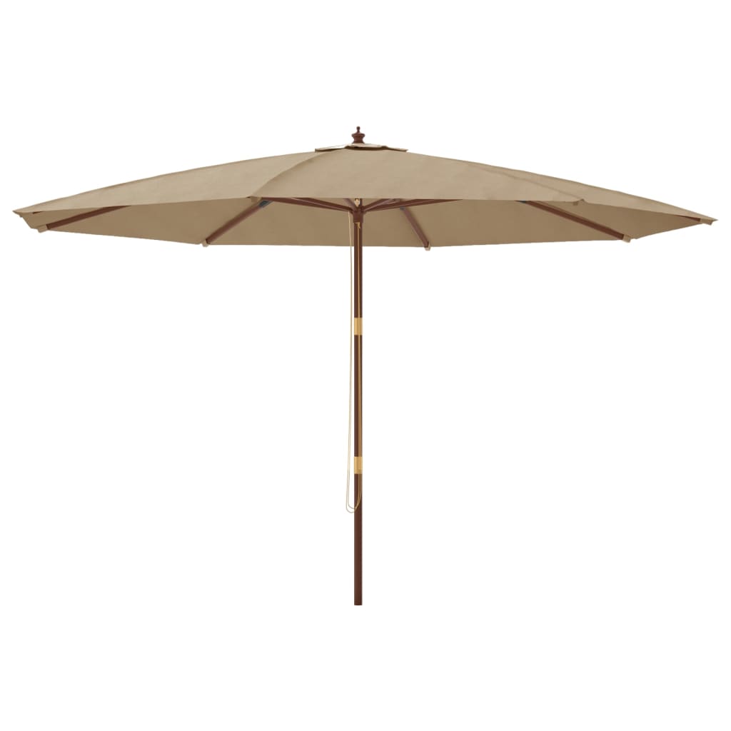 vidaXL Sombrilla de jardín con poste de madera gris taupé 400x273 cm
