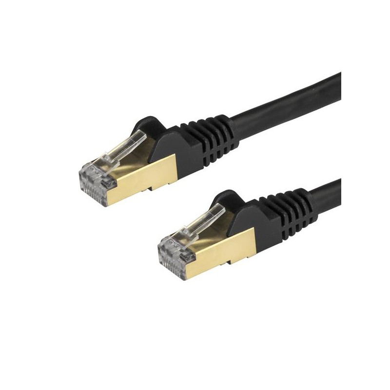 StarTech.com - Cable de 2m de Red Ethernet RJ45 Cat6a Blindado STP - Cable sin Enganche Snagless - Negro 6ASPAT2MBK