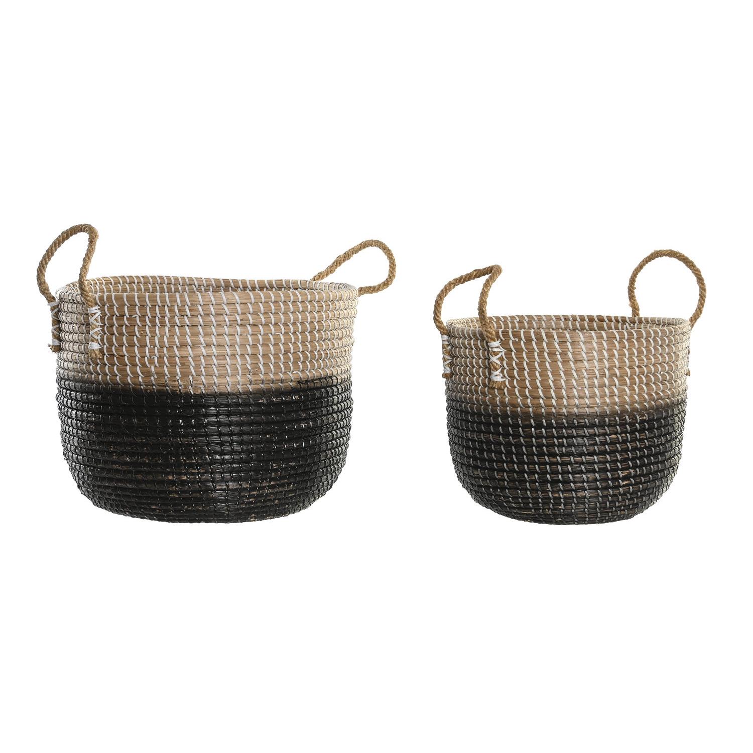 CESTA SET 2 SEAGRASS 41X41X30 NATURAL DC192022 - EL MEJOR COMPLEMENTO PARA TU HOGAR FIJALO
