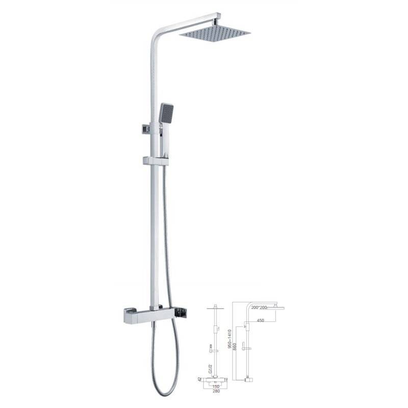 Imex Fiyi BDF016 columna extensible de ducha moderna con acabado cromado