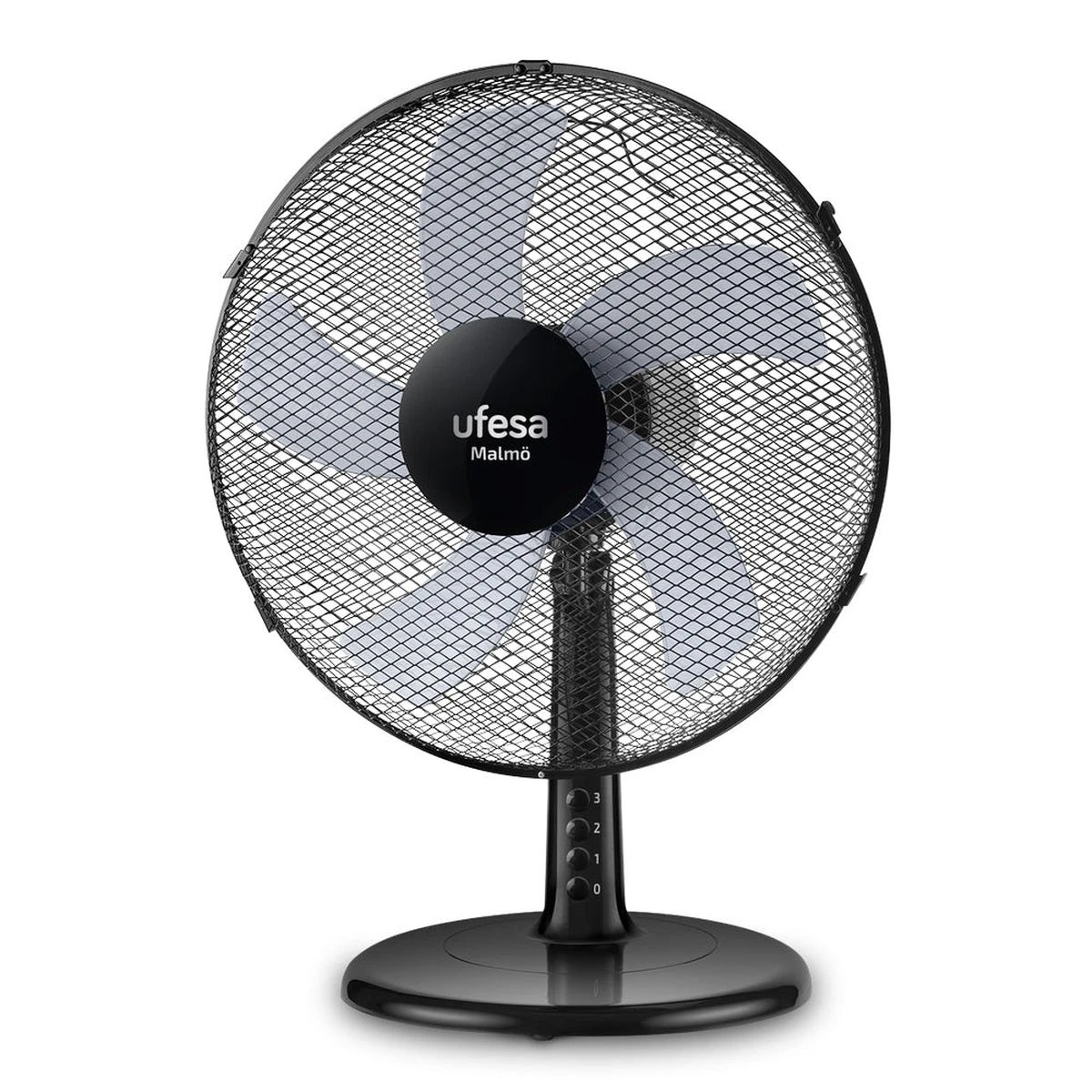 Ventilador De sobremesa Ufesa Malmo 84105608  | 40,0 cm, 50 W, Negro, 5 hélices, Mayor caudal aire, Oscilación D/I, Orientable